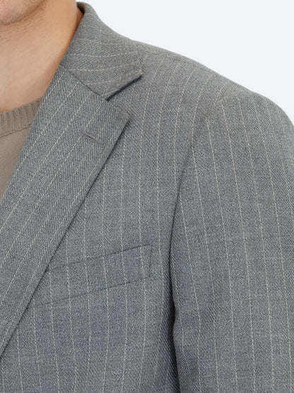 Antrasit Çizgili Modern Fit Takım Elbise