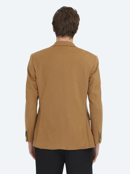 Deve Tüyü Düz Modern Fit Yün Karışımlı Ceket