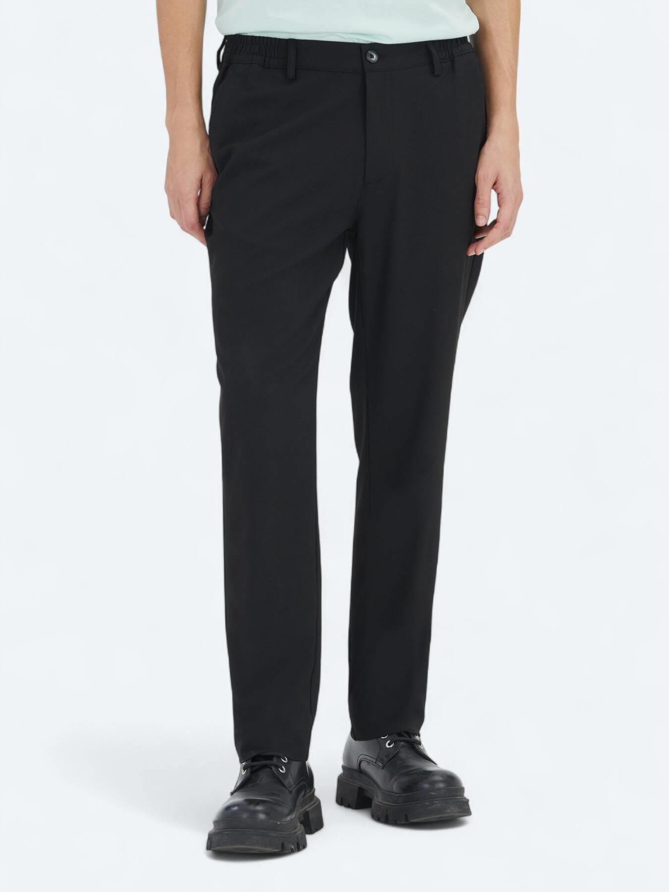 Siyah Düz Dokuma Jogging Fit Casual Pantolon