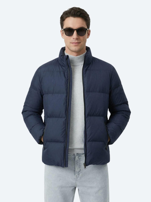Lacivert Regular Fit Dik Yaka Casual Dokuma Mont