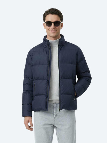 Lacivert Regular Fit Dik Yaka Casual Dokuma Mont