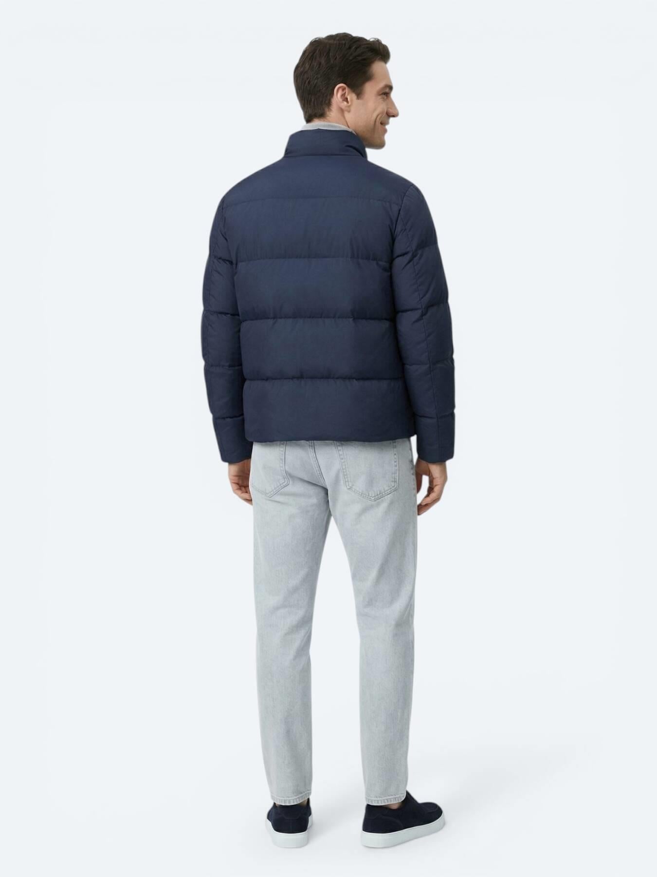 Lacivert Regular Fit Dik Yaka Casual Dokuma Mont