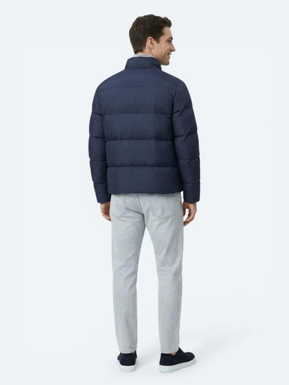 Lacivert Regular Fit Dik Yaka Casual Dokuma Mont