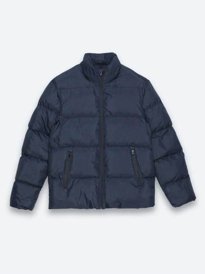 Lacivert Regular Fit Dik Yaka Casual Dokuma Mont