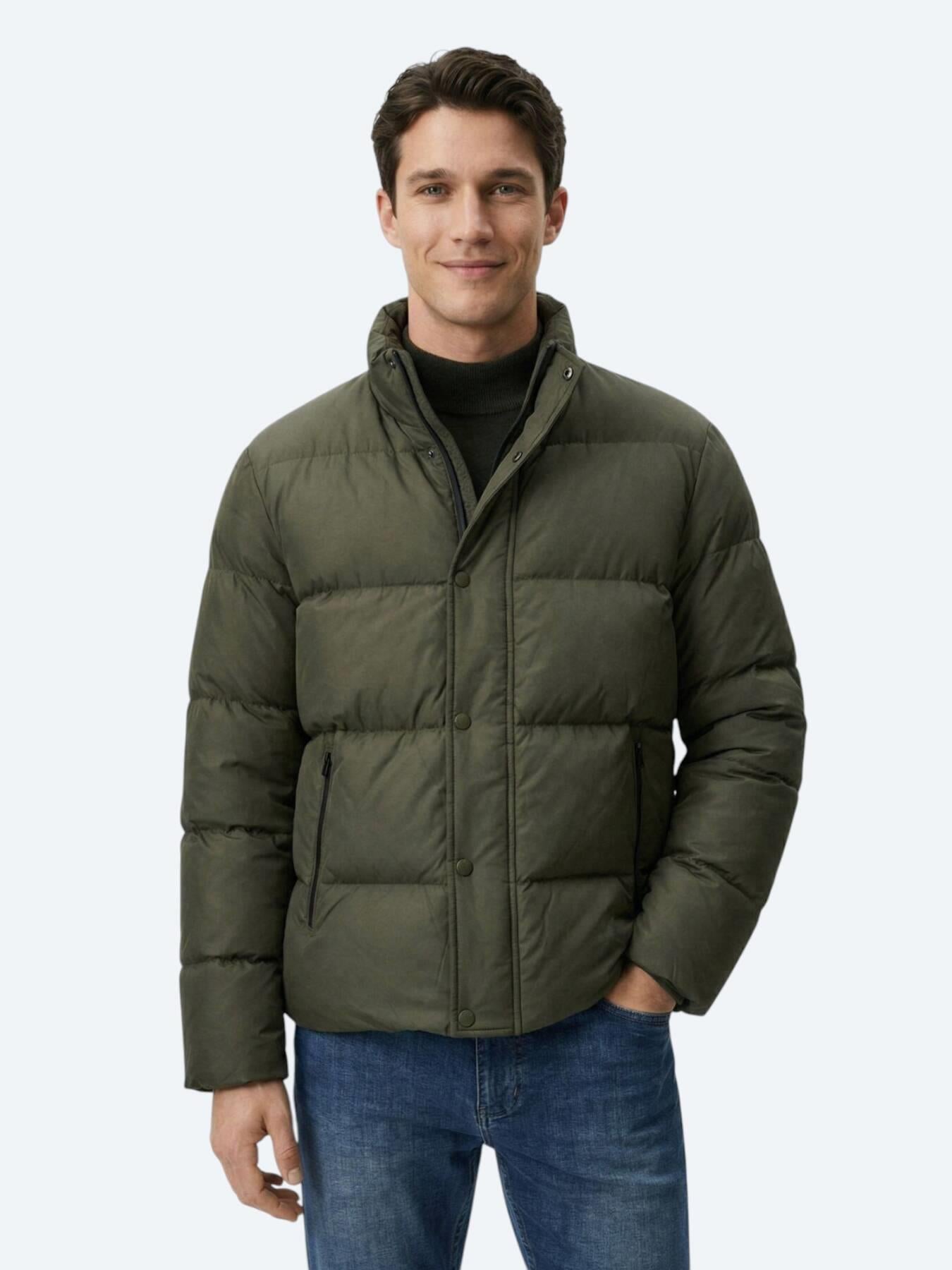 Haki Regular Fit Dik Yaka Casual Dokuma Mont
