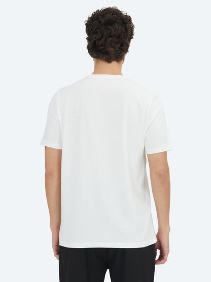 Beyaz Düz Bisiklet Yaka %100 Pamuk T-shirt