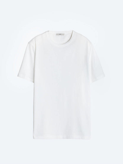 Beyaz Düz Bisiklet Yaka %100 Pamuk T-shirt