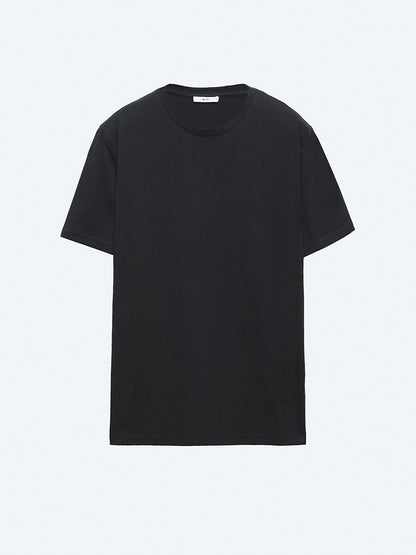 Siyah Düz Bisiklet Yaka %100 Pamuk T-shirt