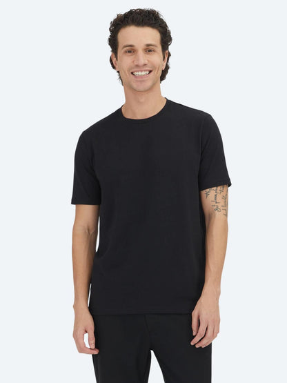 Unisex Siyah Düz Bisiklet Yaka %100 Pamuk T-shirt