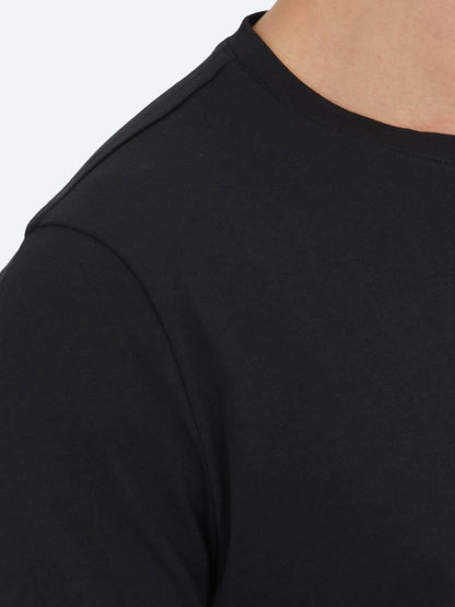 Unisex Siyah Düz Bisiklet Yaka %100 Pamuk T-shirt