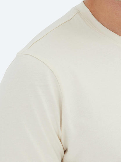 Unisex Ekru Düz Bisiklet Yaka %100 Pamuk T-shirt