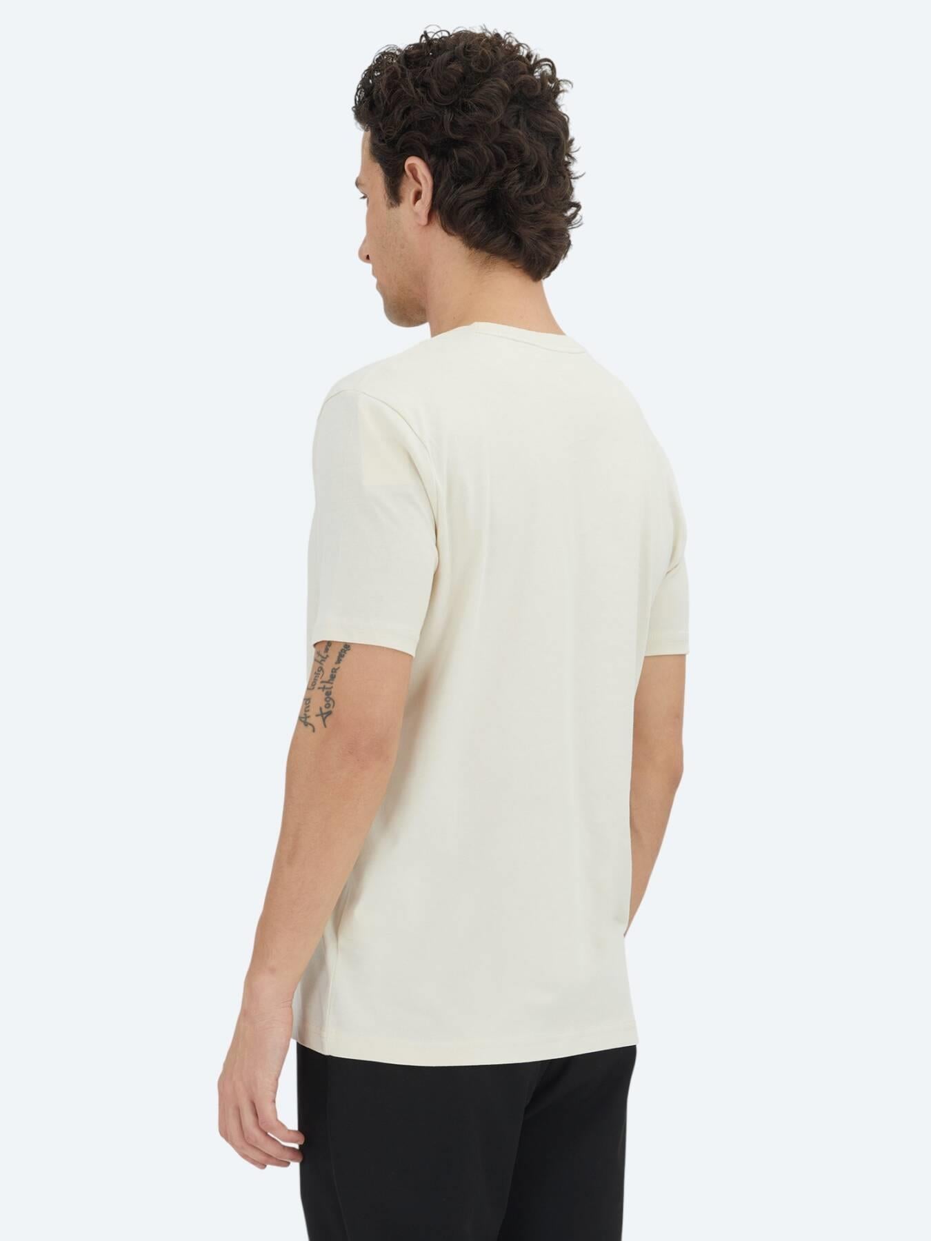Unisex Ekru Düz Bisiklet Yaka %100 Pamuk T-shirt