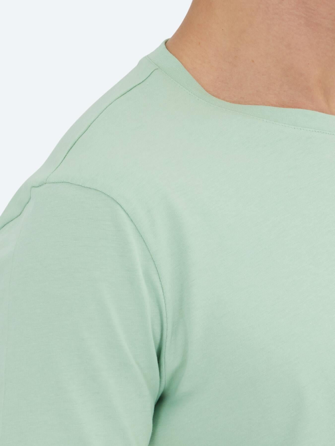Unisex Mint Düz Bisiklet Yaka %100 Pamuk T-shirt