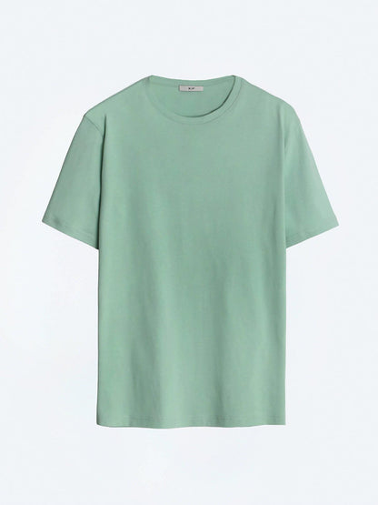Unisex Mint Düz Bisiklet Yaka %100 Pamuk T-shirt