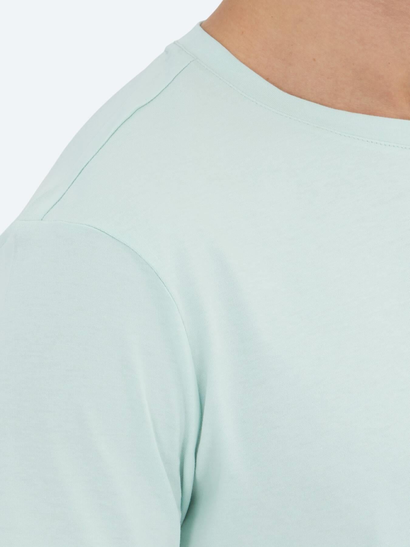 Unisex Açık Yeşil Düz Bisiklet Yaka %100 Pamuk T-shirt