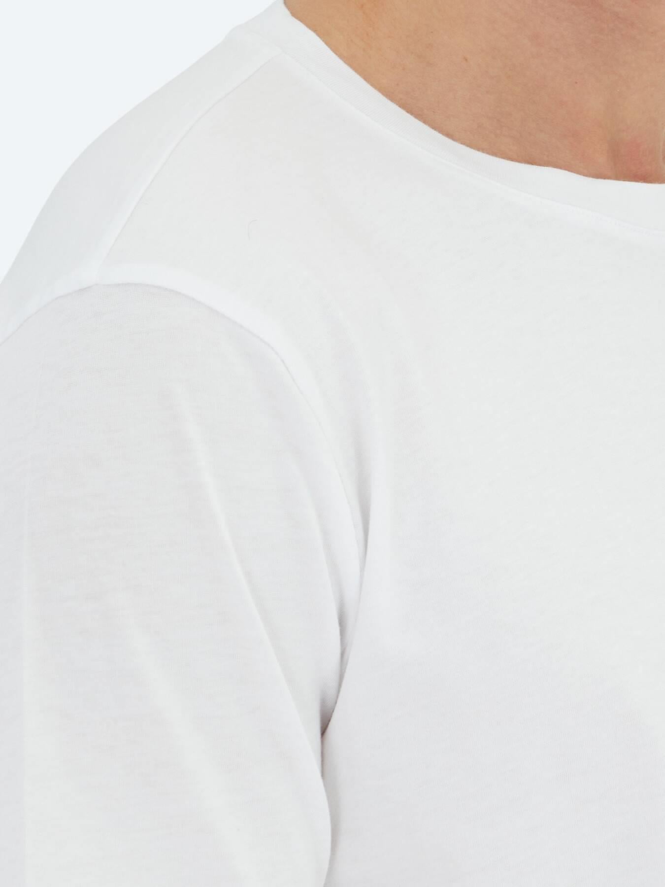 Beyaz Düz Bisiklet Yaka %100 Pamuk T-shirt