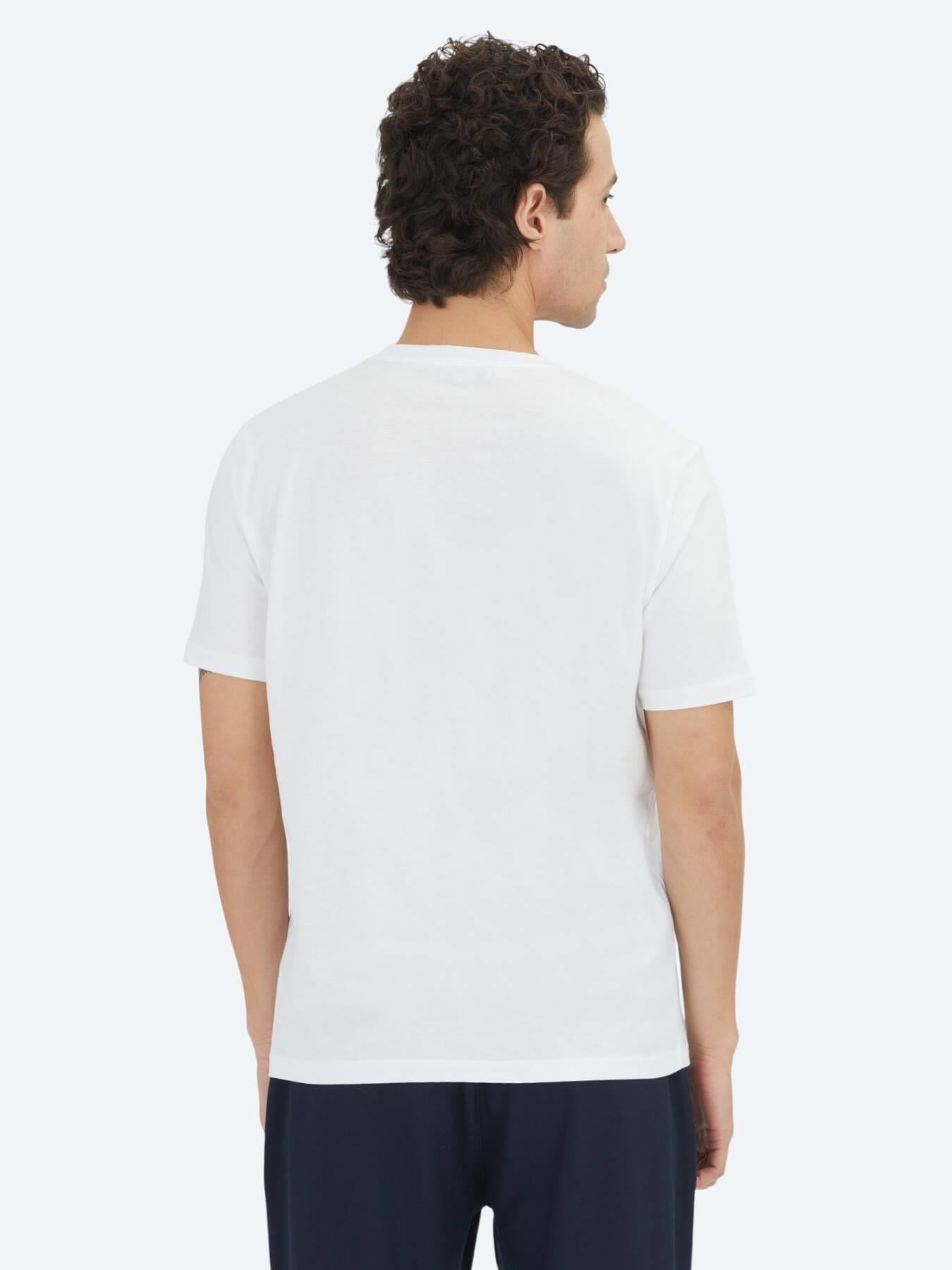 Beyaz Düz Bisiklet Yaka %100 Pamuk T-shirt