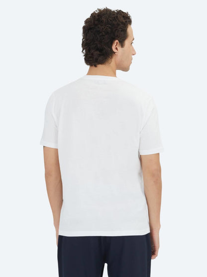 Beyaz Düz Bisiklet Yaka %100 Pamuk T-shirt