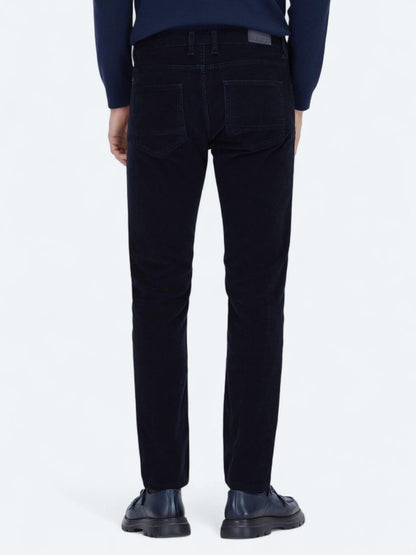 Lacivert Fitilli Dokuma Slim Fit Kadife Casual Pamuk Karışımlı Pantolon