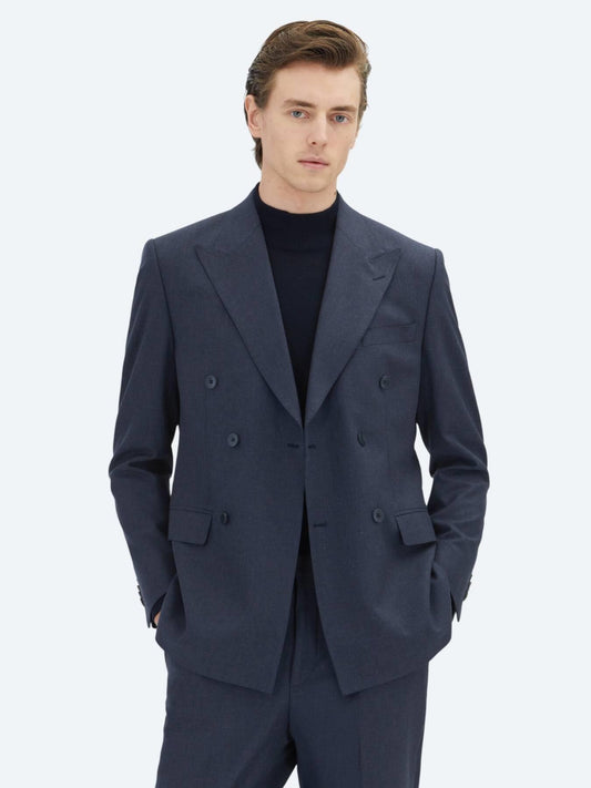Lacivert Mikro Modern Fit Yün Karışımlı Takım Elbise