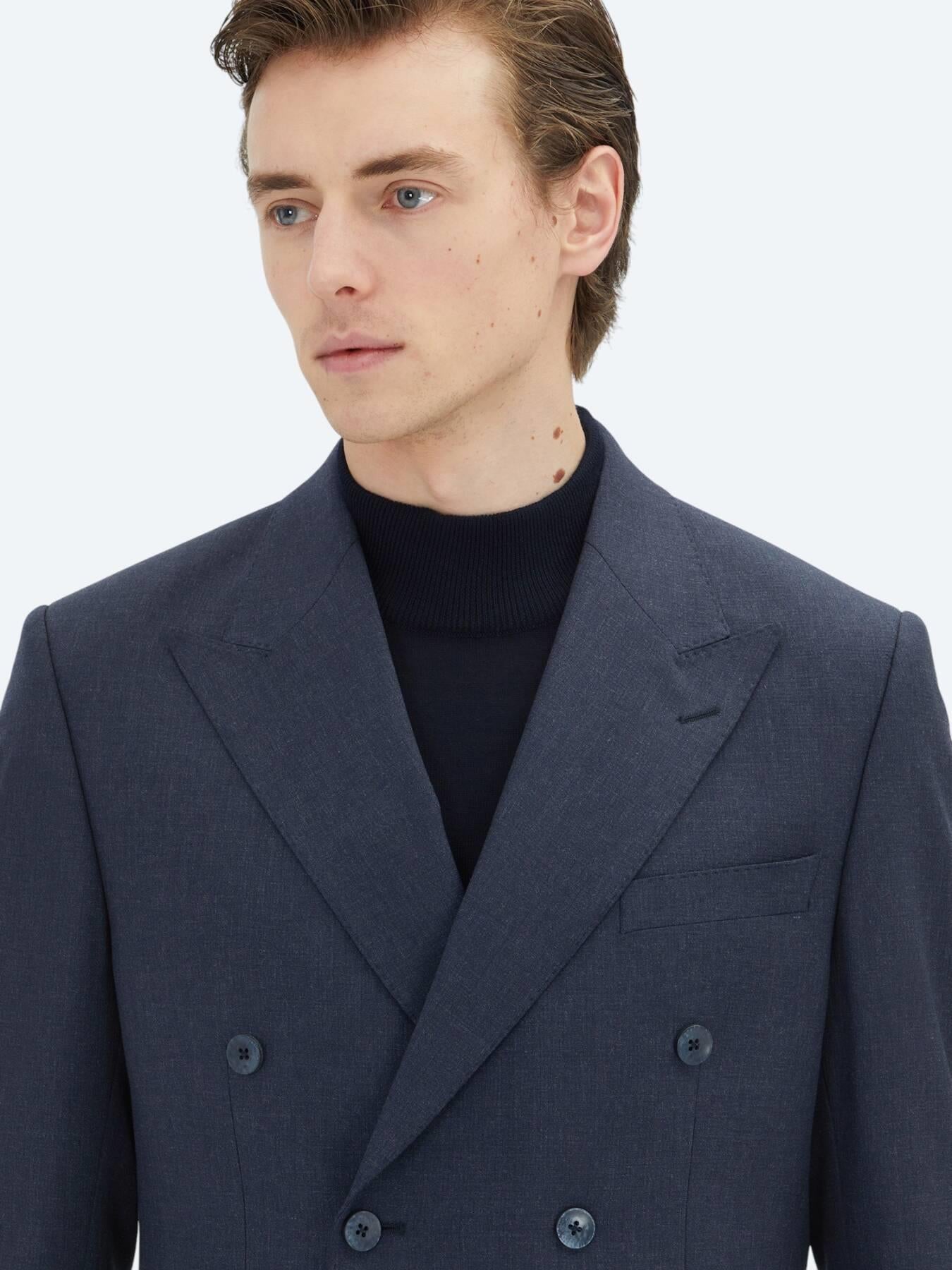Lacivert Mikro Modern Fit Yün Karışımlı Takım Elbise