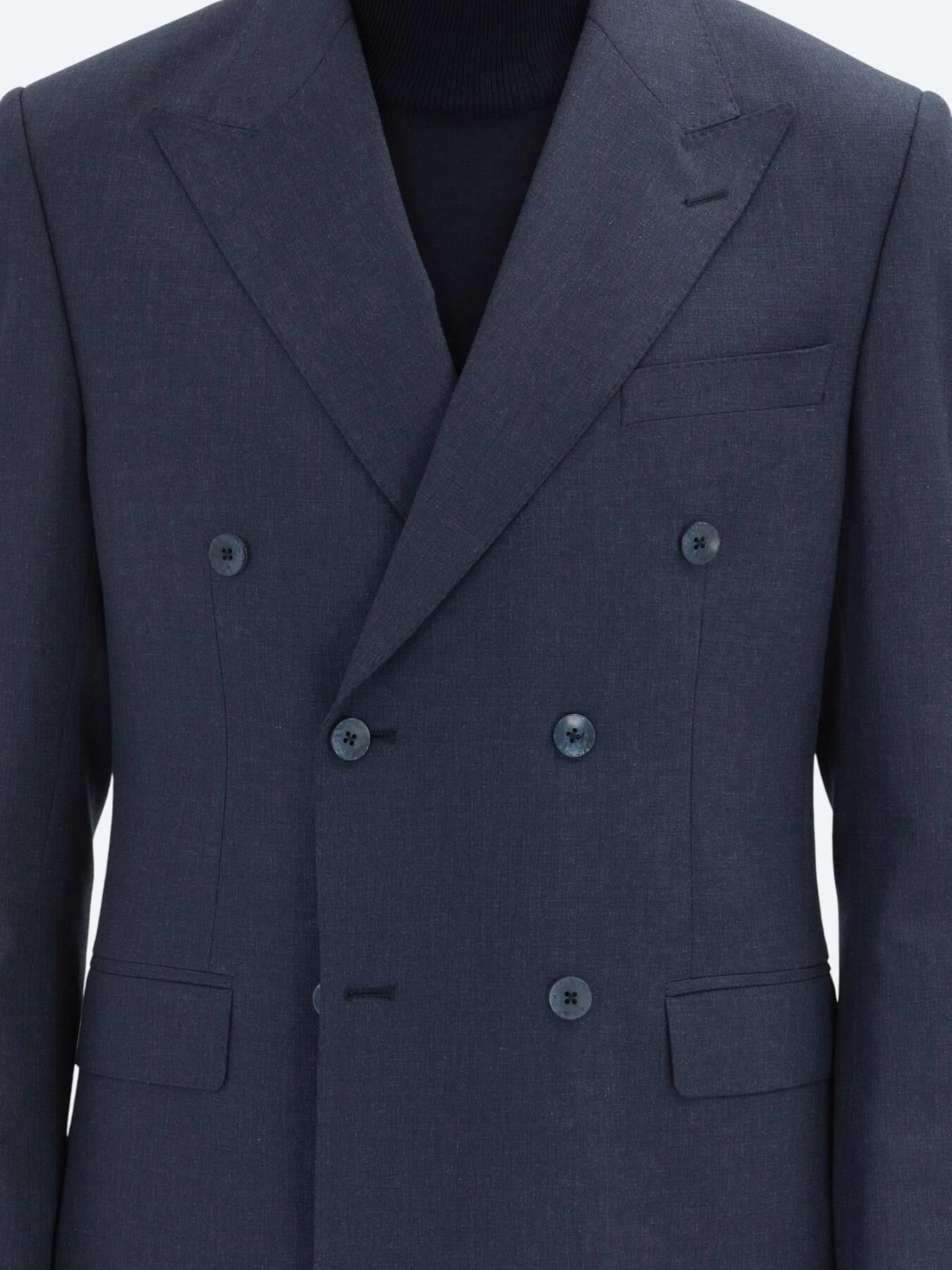Lacivert Mikro Modern Fit Yün Karışımlı Takım Elbise