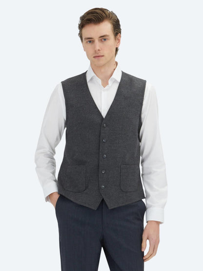 Antrasit Slim Fit Kelebek Yaka Klasik Yelek