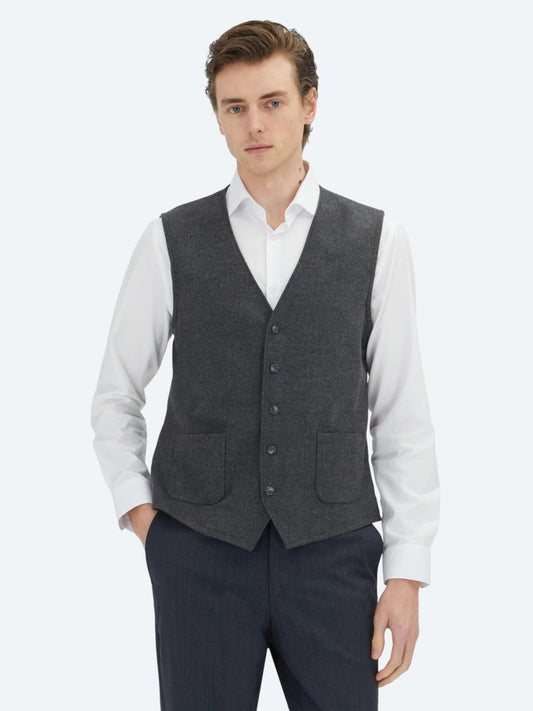 Antrasit Slim Fit Kelebek Yaka Klasik Yelek