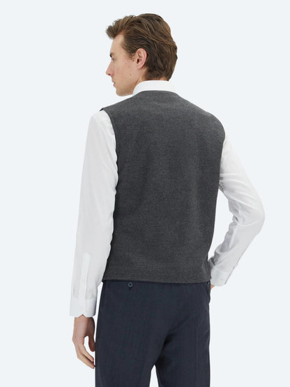Antrasit Slim Fit Kelebek Yaka Klasik Yelek