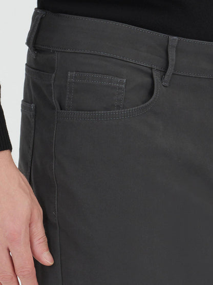 Antrasit Düz Dokuma Slim Fit Spor Pamuk Karışımlı Pantolon