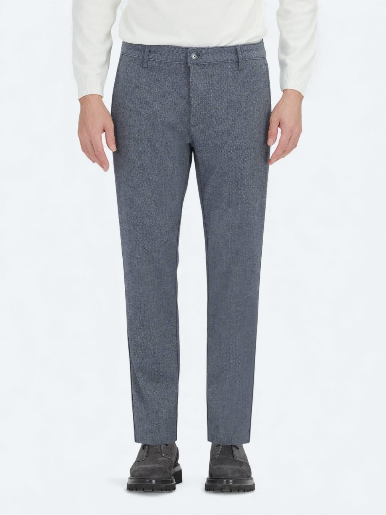 Lacivert Düz Dokuma Regular Fit Casual Pamuk Karışımlı Pantolon