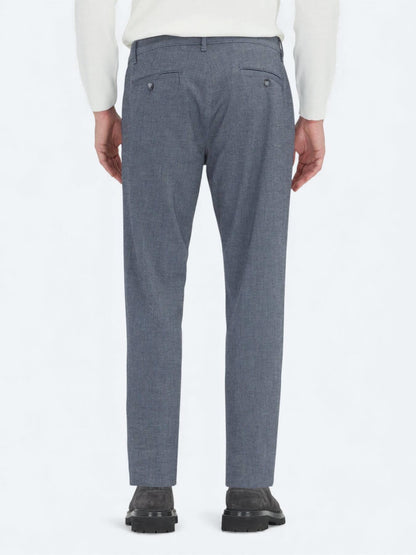 Lacivert Düz Dokuma Regular Fit Casual Pamuk Karışımlı Pantolon