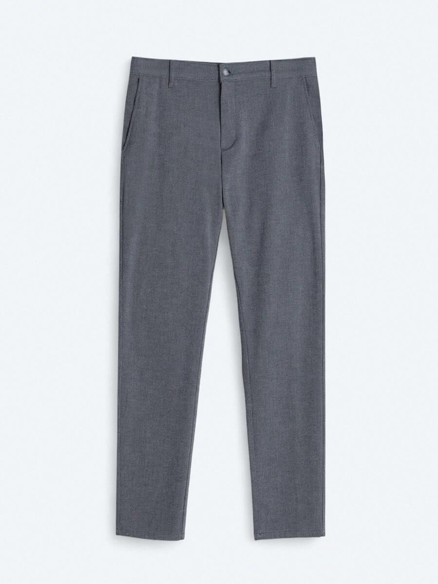Lacivert Düz Dokuma Regular Fit Casual Pamuk Karışımlı Pantolon
