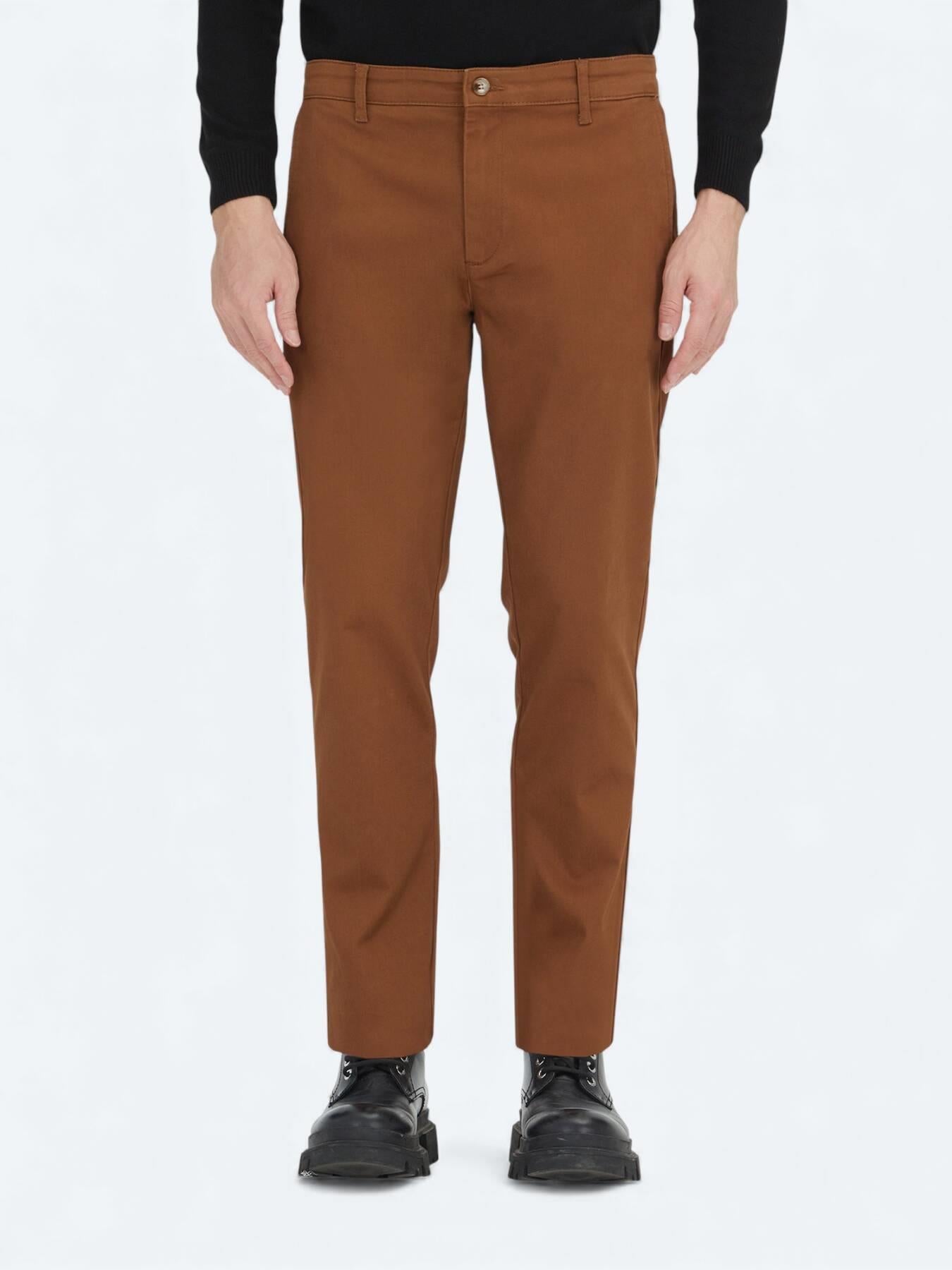 Deve Tüyü Düz Dokuma Regular Fit Casual Pamuk Karışımlı Pantolon