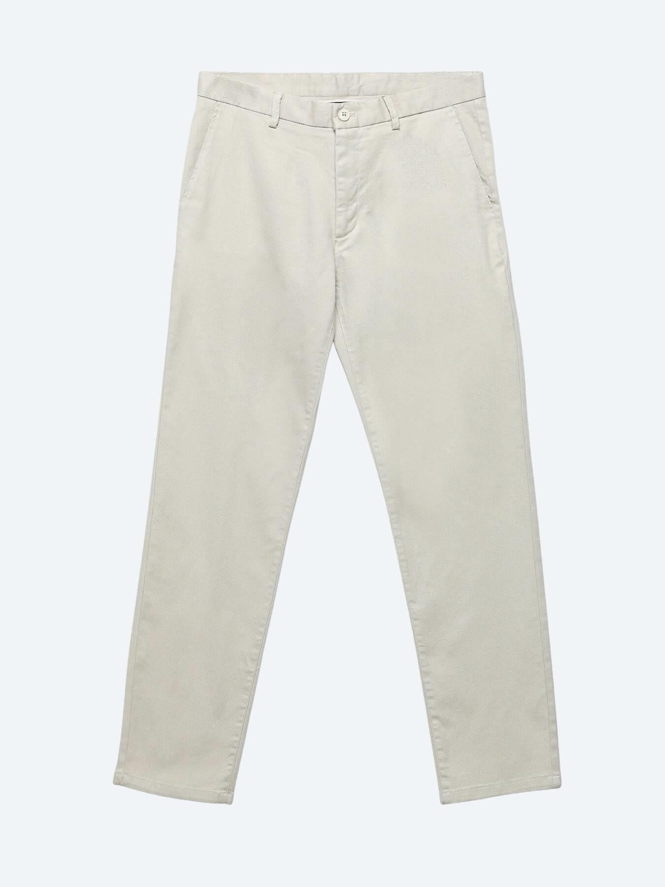 Bej Düz Dokuma Regular Fit Casual Pamuk Karışımlı Pantolon