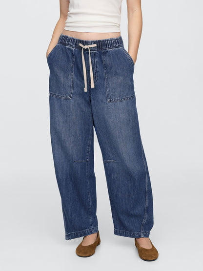 Mavi Mid Rise Supersoft Pull-on Barrel Jean Pantolon