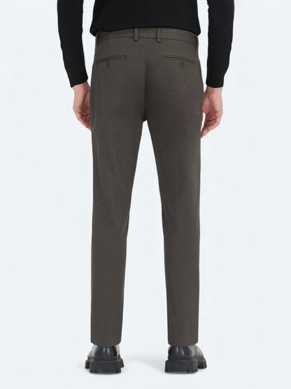 Haki Düz Dokuma Regular Fit Casual Pamuk Karışımlı Pantolon