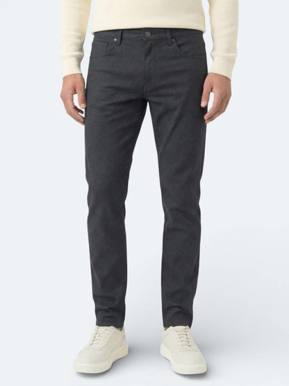 Siyah Dokuma Regular Fit Casual Pamuk Karışımlı Pantolon