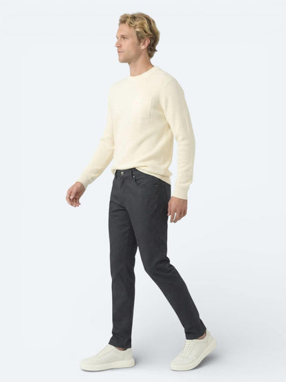 Siyah Dokuma Regular Fit Casual Pamuk Karışımlı Pantolon