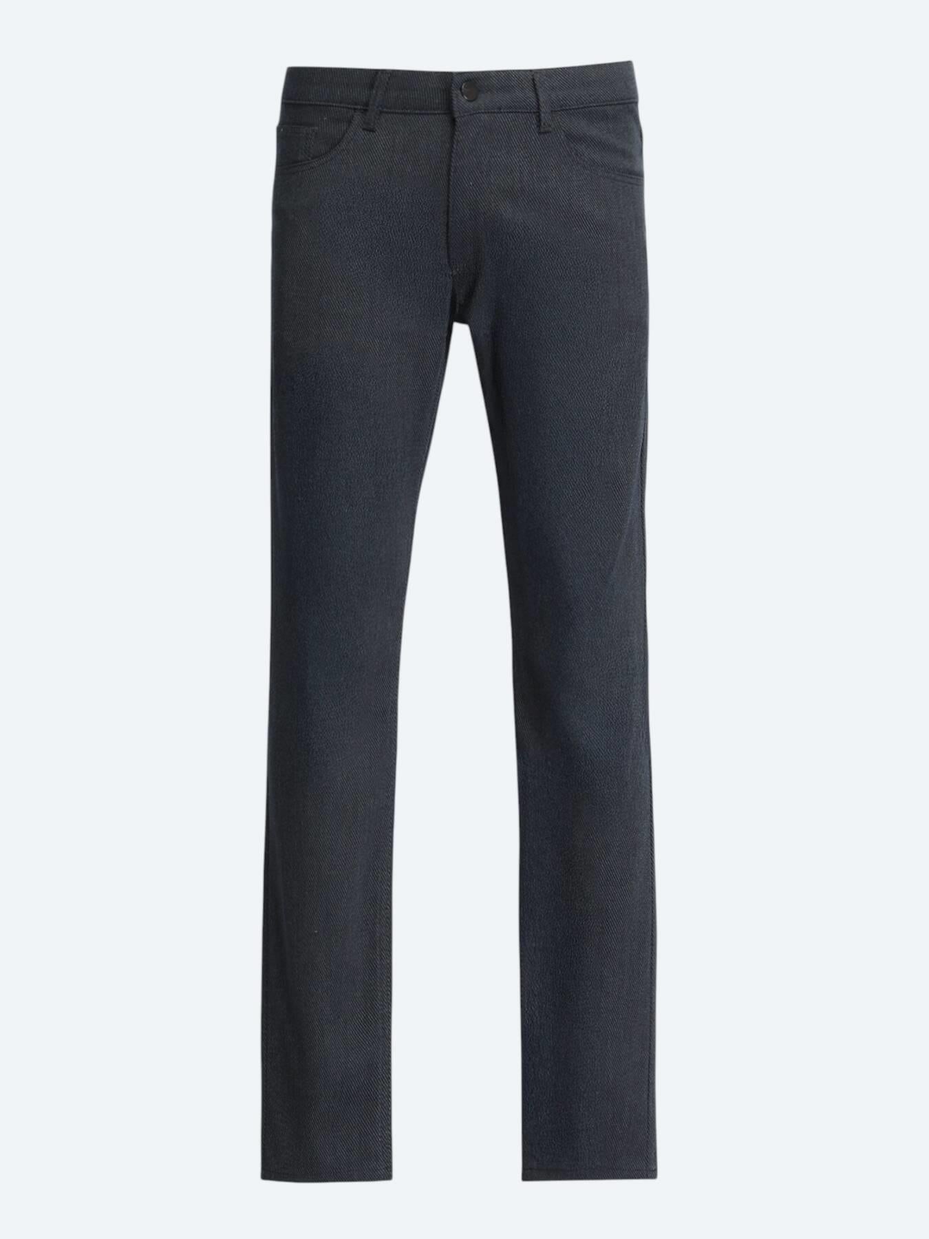 Siyah Dokuma Regular Fit Casual Pamuk Karışımlı Pantolon