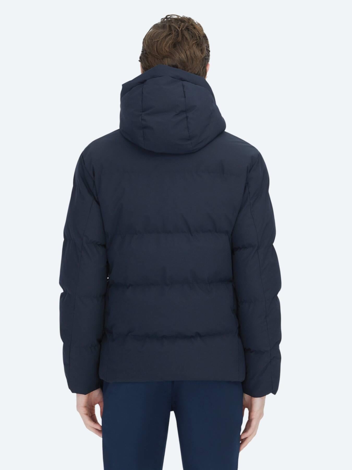 Lacivert Regular Fit Kapüşonlu Casual Dokuma Mont