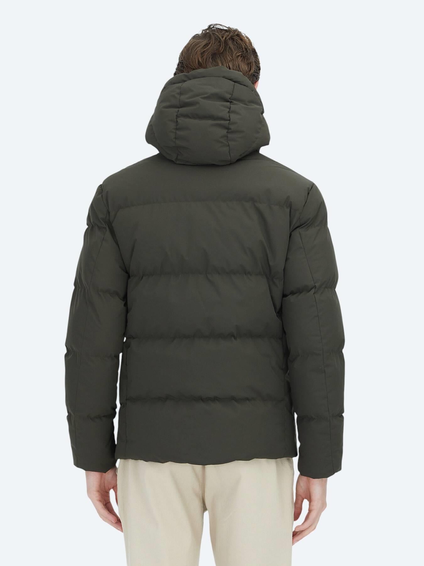 Haki Regular Fit Kapüşonlu Casual Dokuma Mont