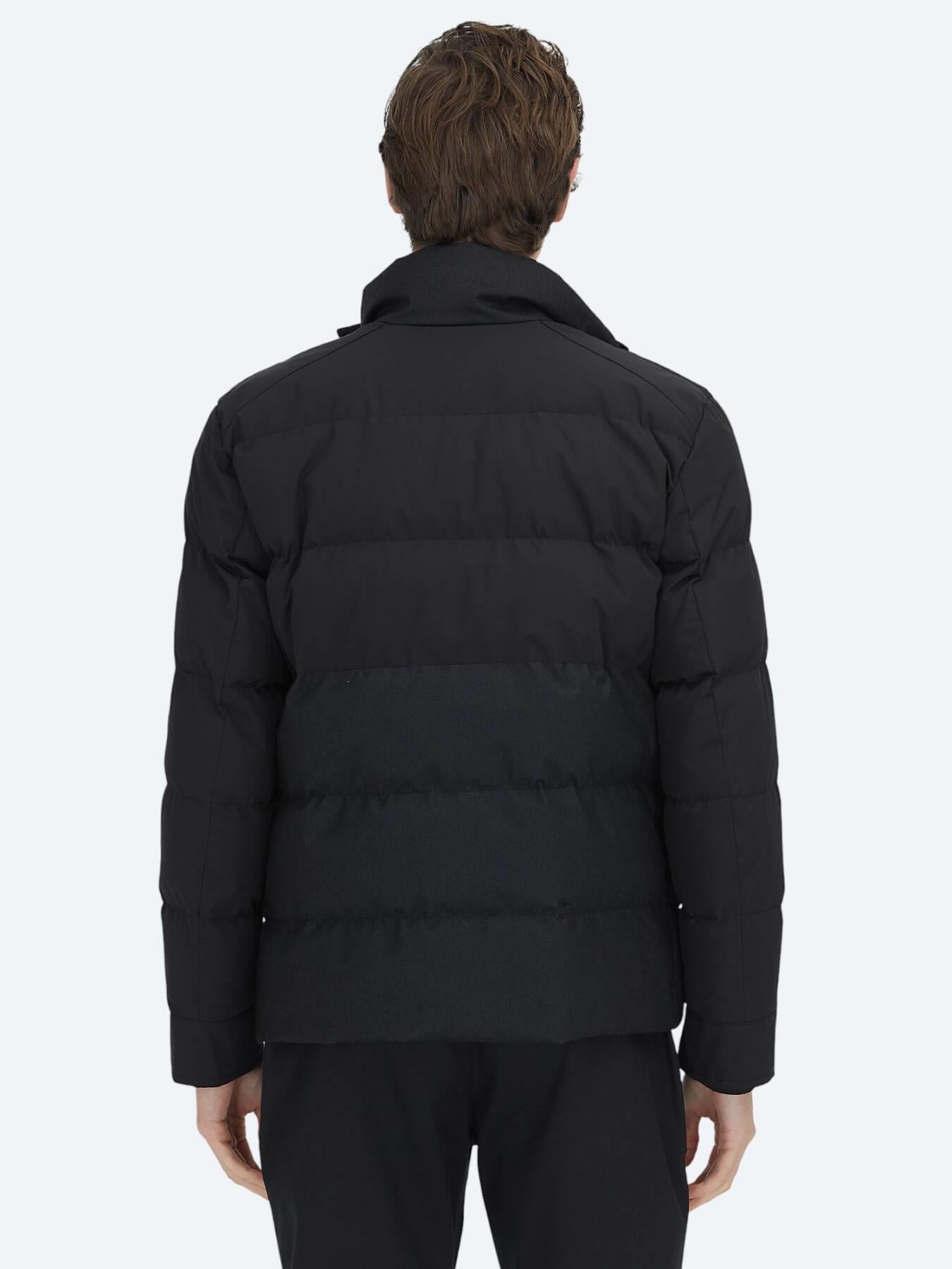 Siyah Regular Fit Kapüşonlu Casual Dokuma Mont