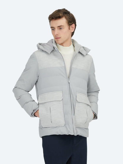 Açık Gri Regular Fit Dik Yaka Casual Dokuma Mont