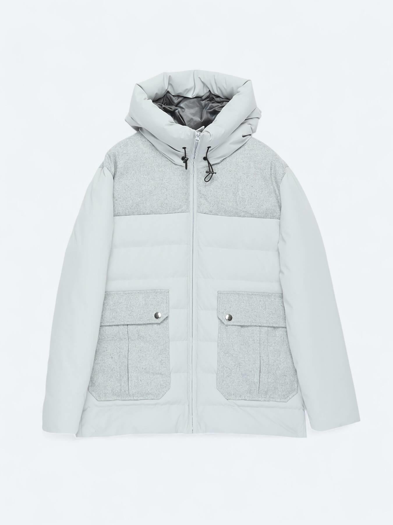 Açık Gri Regular Fit Dik Yaka Casual Dokuma Mont