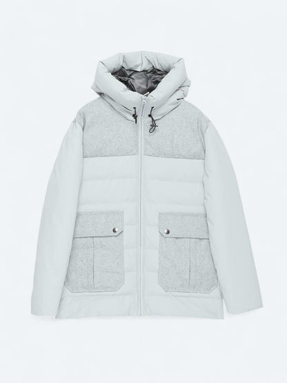 Açık Gri Regular Fit Dik Yaka Casual Dokuma Mont