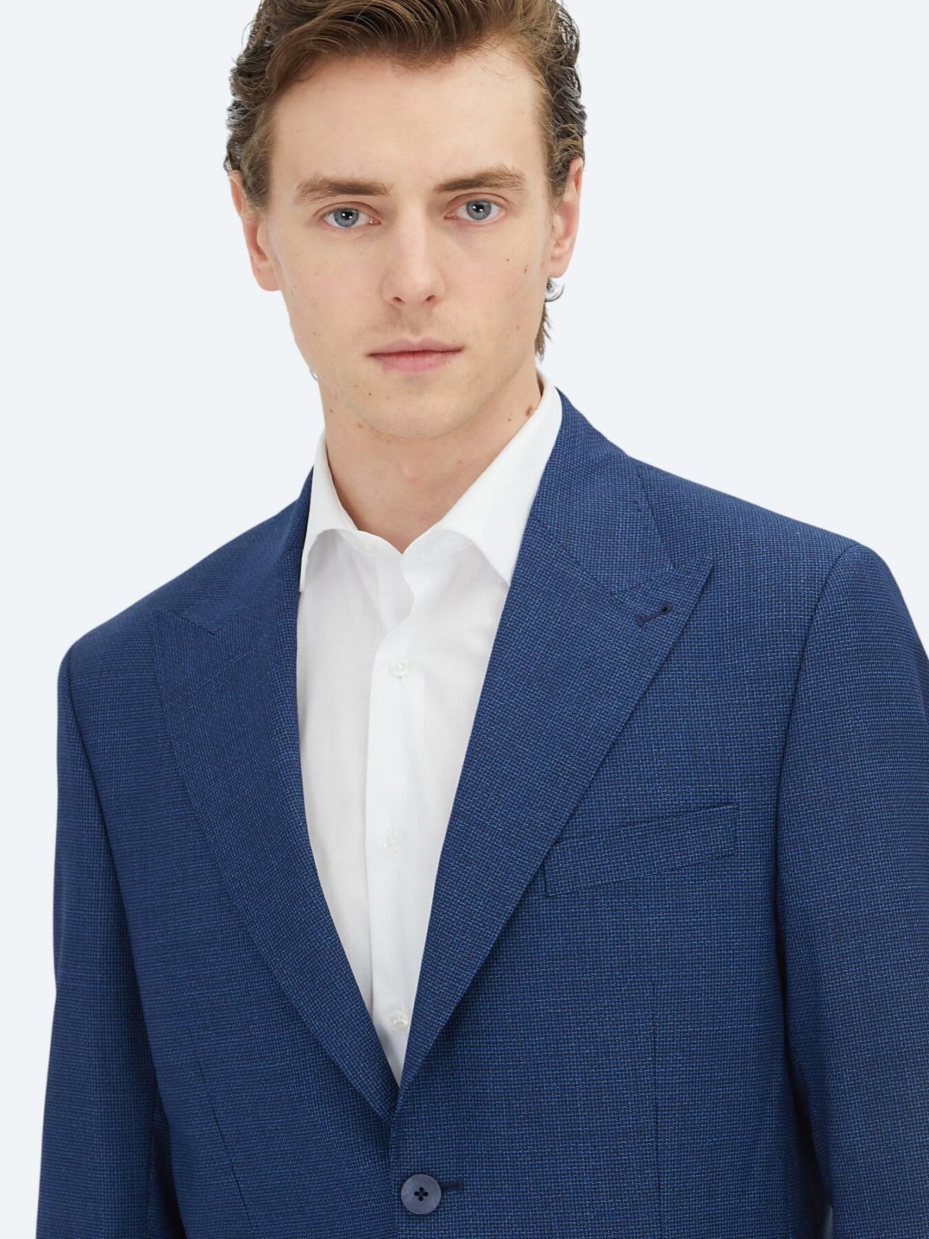 Mavi Mikro Modern Fit %100 Yün Ceket