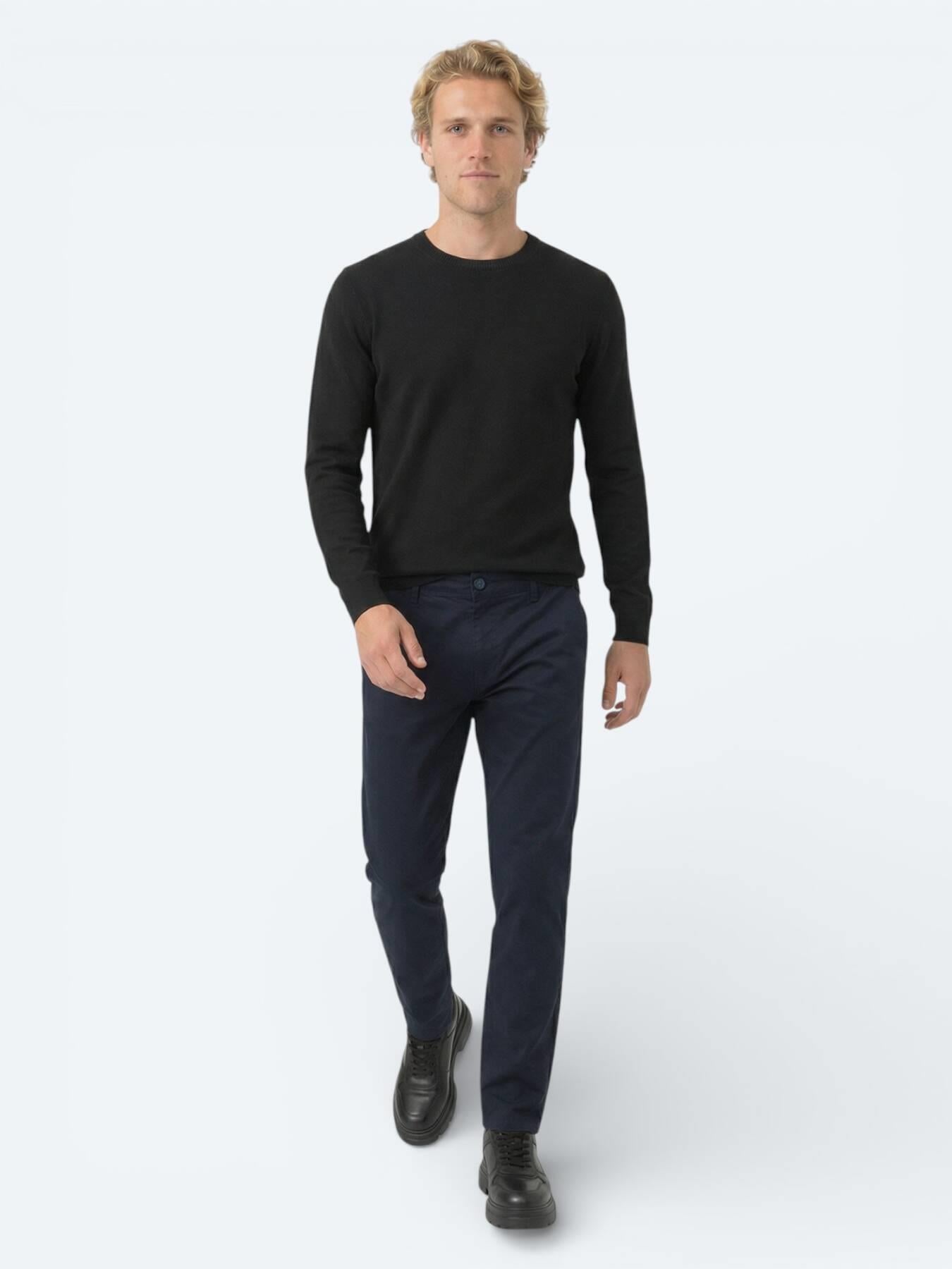 Lacivert Düz Dokuma Jogging Fit Casual Pamuk Karışımlı Pantolon