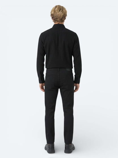 Siyah Düz Dokuma Slim Fit Spor Pamuk Karışımlı Pantolon