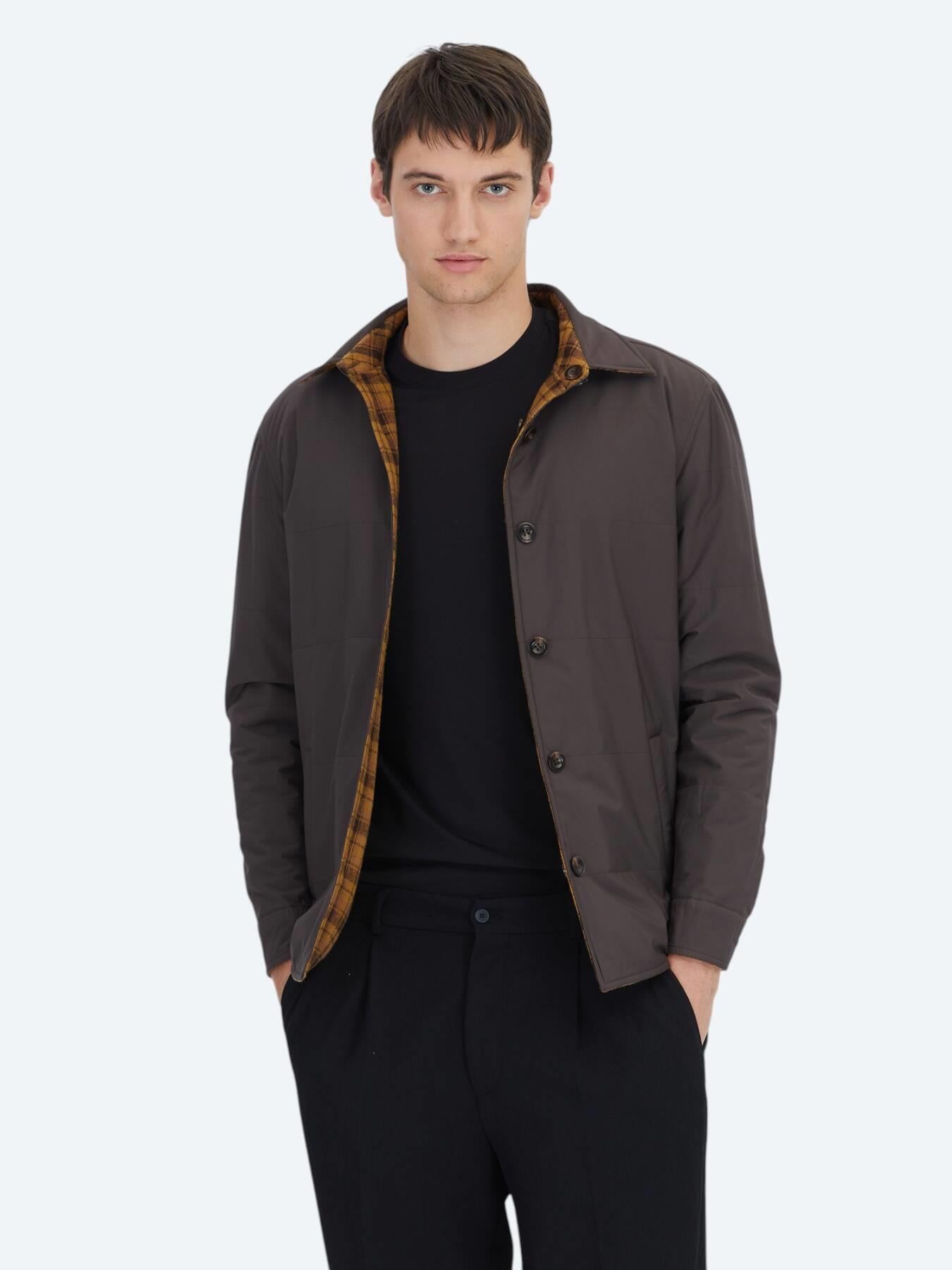 Kahverengi Regular Fit Kapüşonlu Casual Dokuma Mont